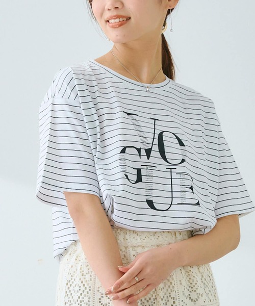 Chez toi(シェトワ)の「コットンロゴT(Tシャツ/カットソー・レディース・カーキ/アイボリー/グレイッシュベージュ/オフホワイト・FREE)」の16枚目の写真