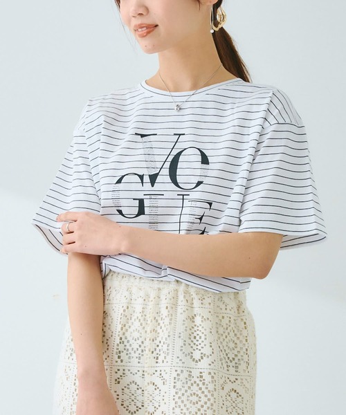 Chez toi(シェトワ)の「コットンロゴT(Tシャツ/カットソー・レディース・カーキ/アイボリー/グレイッシュベージュ/オフホワイト・FREE)」の7枚目の写真