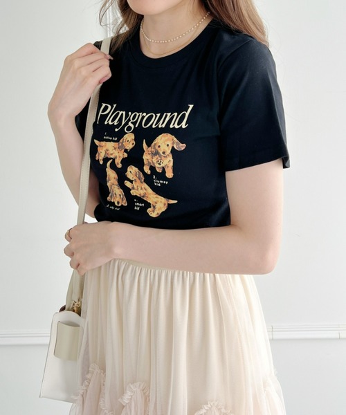 Loueme(ルエム)の「【23S/S】ドッグプリントちびTシャツ(Tシャツ/カットソー・レディース・ホワイト/ブラック/アイボリー・FREE)」の18枚目の写真