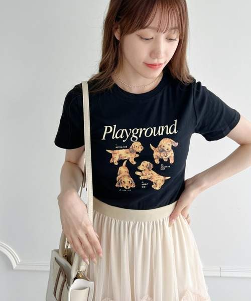 Loueme(ルエム)の「【23S/S】ドッグプリントちびTシャツ(Tシャツ/カットソー・レディース・ホワイト/ブラック/アイボリー・FREE)」の20枚目の写真