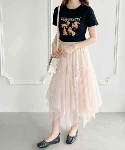 Loueme(ルエム)の「【23S/S】ドッグプリントちびTシャツ(Tシャツ/カットソー・レディース・ホワイト/ブラック/アイボリー・FREE)」の12枚目の写真