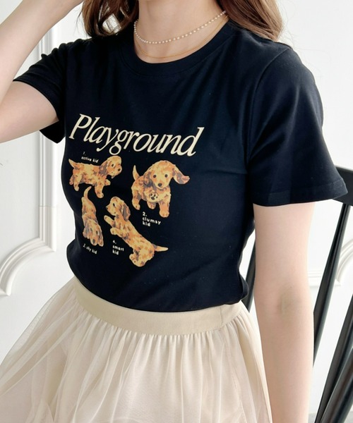 Loueme(ルエム)の「【23S/S】ドッグプリントちびTシャツ(Tシャツ/カットソー・レディース・ホワイト/ブラック/アイボリー・FREE)」の15枚目の写真