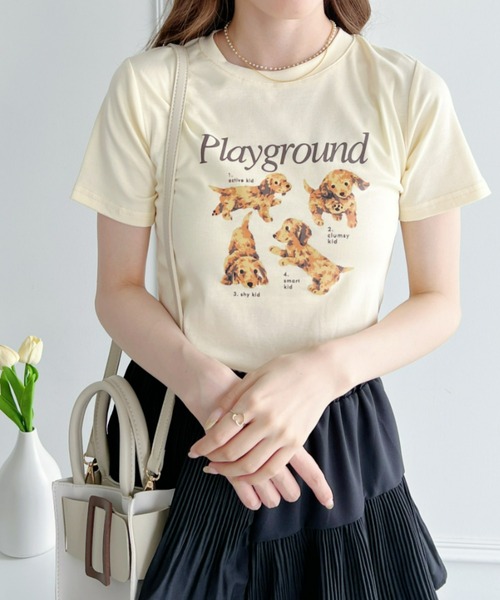 Loueme(ルエム)の「【23S/S】ドッグプリントちびTシャツ(Tシャツ/カットソー・レディース・ホワイト/ブラック/アイボリー・FREE)」の21枚目の写真
