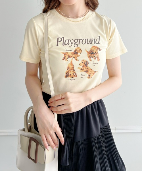 Loueme(ルエム)の「【23S/S】ドッグプリントちびTシャツ(Tシャツ/カットソー・レディース・ホワイト/ブラック/アイボリー・FREE)」の6枚目の写真