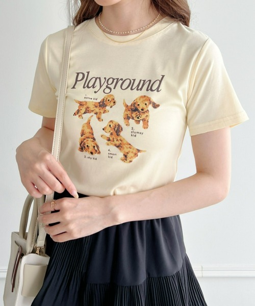 Loueme(ルエム)の「【23S/S】ドッグプリントちびTシャツ(Tシャツ/カットソー・レディース・ホワイト/ブラック/アイボリー・FREE)」の8枚目の写真