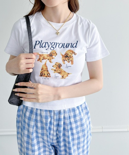 Loueme(ルエム)の「【23S/S】ドッグプリントちびTシャツ(Tシャツ/カットソー・レディース・ホワイト/ブラック/アイボリー・FREE)」の14枚目の写真