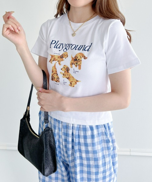 Loueme(ルエム)の「【23S/S】ドッグプリントちびTシャツ(Tシャツ/カットソー・レディース・ホワイト/ブラック/アイボリー・FREE)」の9枚目の写真