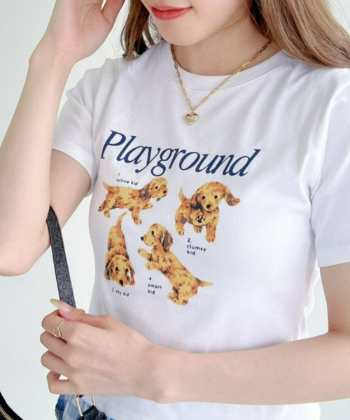 Loueme(ルエム)の「【23S/S】ドッグプリントちびTシャツ(Tシャツ/カットソー・レディース・ホワイト/ブラック/アイボリー・FREE)」の11枚目の写真