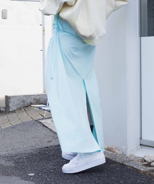 TheOpen Product(ザオープンプロダクト)の「THE OPEN PRODUCT RUCHED WRAP MAXI SKIRT GTO221SK002(スカート・レディース・ライトブルー・1)」の11枚目の写真