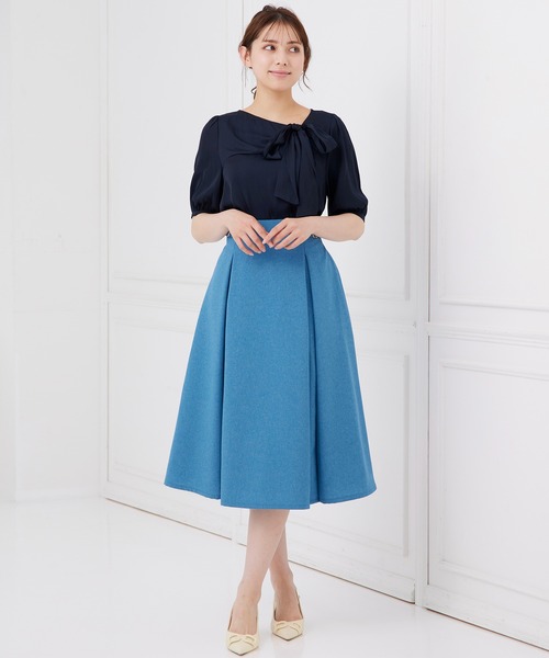 12Twelve Agenda（トゥエルブ　アジェンダ）の「シルキーサテンリボンブラウス（シャツ/ブラウス・レディース・グレイッシュベージュ/ネイビー/ラベンダー・M）」の10枚目の写真