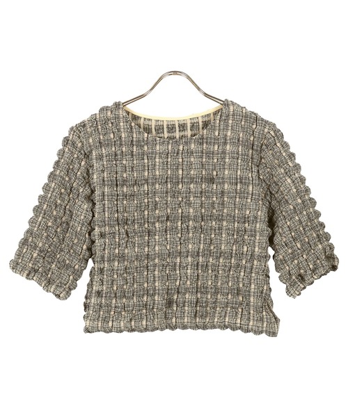 KOBE LETTUCE(コウベレタス)の「ポップコーンショートスリーブプルオーバー(その他トップス・レディース・ブラック/チェック/イエロー/オフホワイト/イエロー系その他・FREE)」の1枚目の写真