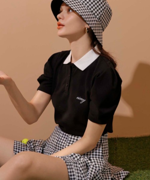 eimy istoire - 【新品】エイミーゴルフ　EIMYGOLF  クレリックパフスリーブポロ エイミーイストワール eimy istoire クレリックパフスリーブポロ