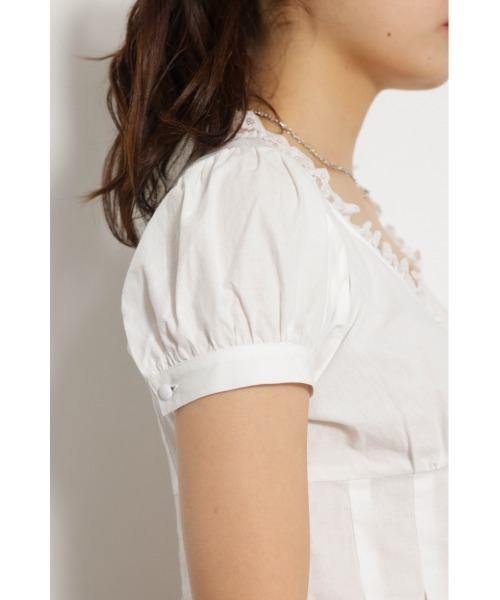 LAGUA GEM（ラグアジェム）の「LACE TUCK PUFF トップス（シャツ/ブラウス・レディース・ブラック/ホワイト・FREE）」の11枚目の写真