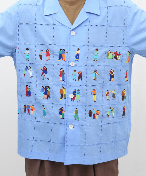 mii（ミー）の「【mii / ミイ】カデイコットンハンドエンブロイダリ-シャツ（シャツ/ブラウス・メンズ・サックスブルー/イエロー/ホワイト×ホワイト・FREE）」の9枚目の写真