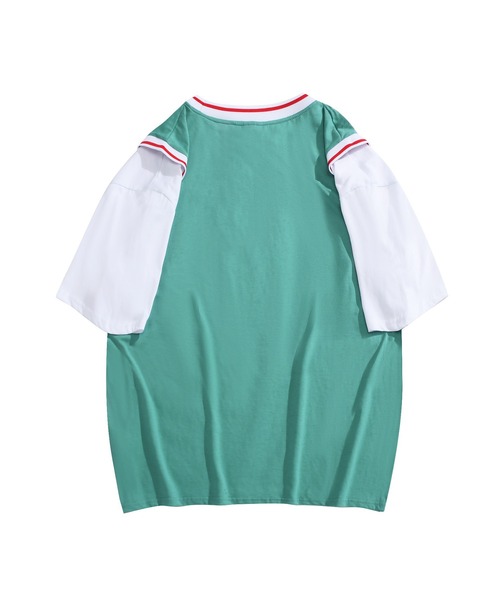HOOK（フック）の「HOOK -original- アメカジバスケットユニフォーム風ドッキング半袖TEE (SS)（Tシャツ/カットソー・メンズ・グレー/ブルー/グリーン/ブラック・XXL/M/XL/L）」の11枚目の写真