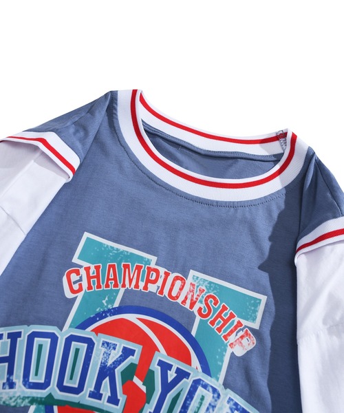 HOOK（フック）の「HOOK -original- アメカジバスケットユニフォーム風ドッキング半袖TEE (SS)（Tシャツ/カットソー・メンズ・グレー/ブルー/グリーン/ブラック・XXL/M/XL/L）」の14枚目の写真
