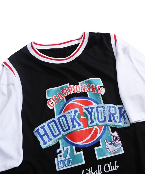 HOOK（フック）の「HOOK -original- アメカジバスケットユニフォーム風ドッキング半袖TEE (SS)（Tシャツ/カットソー・メンズ・グレー/ブルー/グリーン/ブラック・XXL/M/XL/L）」の15枚目の写真