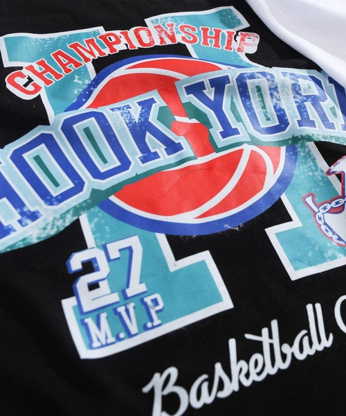 HOOK（フック）の「HOOK -original- アメカジバスケットユニフォーム風ドッキング半袖TEE (SS)（Tシャツ/カットソー・メンズ・グレー/ブルー/グリーン/ブラック・XXL/M/XL/L）」の17枚目の写真