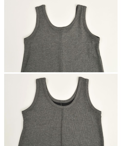 Re:EDIT（リエディ）の「[新色追加][低身長/高身長サイズ有][洗濯機で洗える]前後2WAYリブカットソーノースリーブワンピース（ワンピース・レディース・ブラック/チャコールグレー/ネイビー/ブラウン・SHORT/MEDIUM/TALL/LARGE）」の7枚目の写真