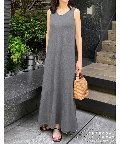 Re:EDIT（リエディ）の「[新色追加][低身長/高身長サイズ有][洗濯機で洗える]前後2WAYリブカットソーノースリーブワンピース（ワンピース・レディース・ブラック/チャコールグレー/ネイビー/ブラウン・SHORT/MEDIUM/TALL/LARGE）」の12枚目の写真