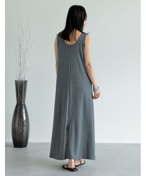 ノースリーブロングワンピース グレー 160センチまでの方 セール】[新色追加][低身長/高身長サイズ有][洗濯機で洗える]前後2WAY
