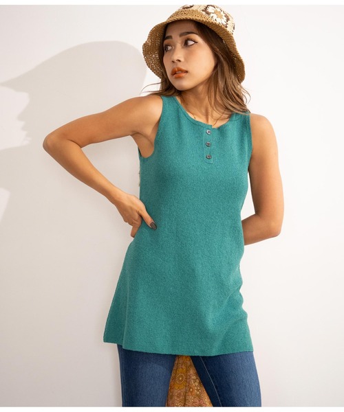 anap mimpi（アナップミンピ）の「サマーニット前後2WAYタンクトップ（タンクトップ・レディース・グリーン/ベージュ系その他/ダークグレー・FREE）」の14枚目の写真