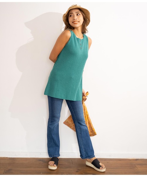 anap mimpi（アナップミンピ）の「サマーニット前後2WAYタンクトップ（タンクトップ・レディース・グリーン/ベージュ系その他/ダークグレー・FREE）」の15枚目の写真