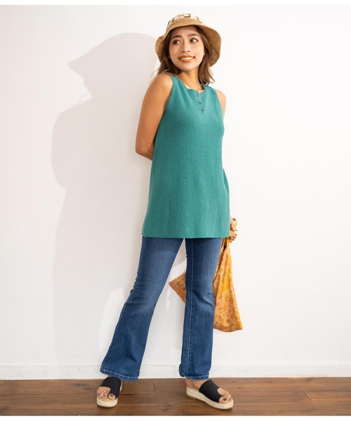 anap mimpi（アナップミンピ）の「サマーニット前後2WAYタンクトップ（タンクトップ・レディース・グリーン/ベージュ系その他/ダークグレー・FREE）」の16枚目の写真