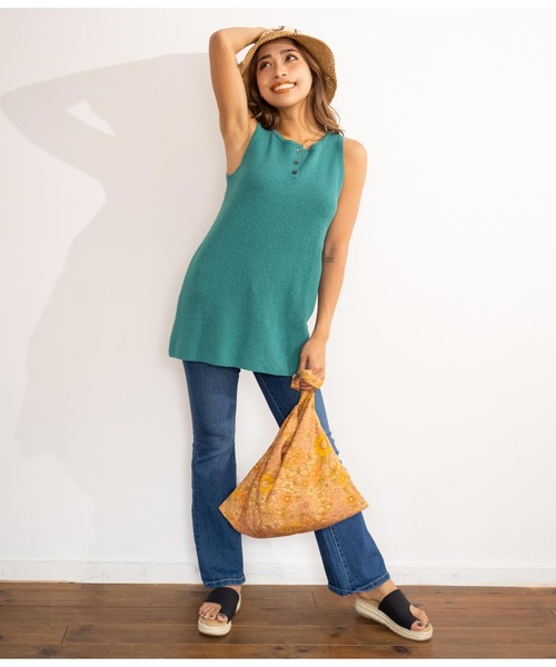 anap mimpi（アナップミンピ）の「サマーニット前後2WAYタンクトップ（タンクトップ・レディース・グリーン/ベージュ系その他/ダークグレー・FREE）」の17枚目の写真