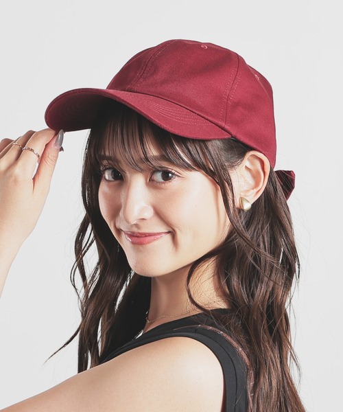 Honeys(ハニーズ)の「バックリボンキャップ(キャップ・レディース・ホワイト/ライトベージュ/ブラック/パープル系その他/ブラウン/ベージュ/ボルドー・FREE/M/S)」の7枚目の写真