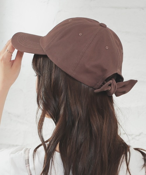 Honeys(ハニーズ)の「バックリボンキャップ(キャップ・レディース・ホワイト/ライトベージュ/ブラック/パープル系その他/ブラウン/ベージュ/ボルドー・FREE/M/S)」の13枚目の写真