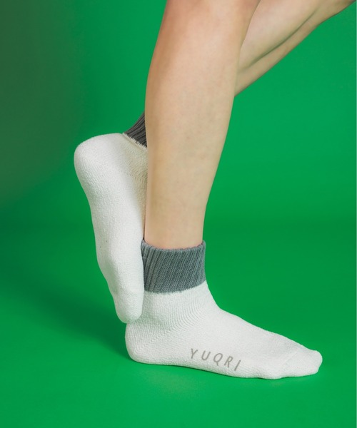 YUQRI（ユクリ）の「【YUQRI】comfy pile double rib（ソックス/靴下・メンズ・グレー/ホワイト/グリーン/サックスブルー/グレー系その他2/ブラック系その他3/ブルー/パープル/オレンジ系その他2/イエロー/ホワイト系その他3/ブラック/イエロー系その他3/グリーン系その他3/ベージュ/パープル系その他3/サックスブルー系3/オレンジ・S/M）」の7枚目の写真