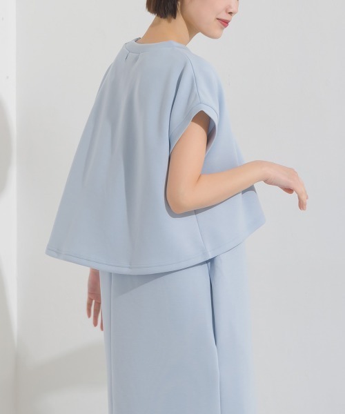 ソフトダンボールニットフレンチスリーブプルオーバーVネック