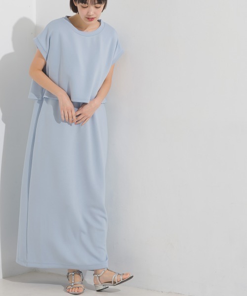 セール】ソフトダンボールニットフレンチスリーブプルオーバーVネック