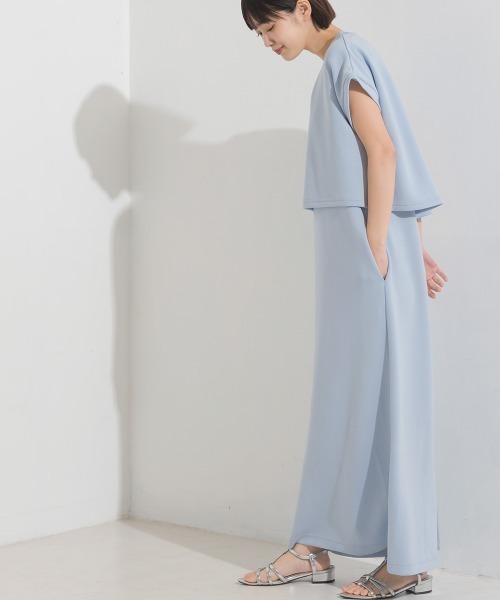 セール】ソフトダンボールニットフレンチスリーブプルオーバーVネック