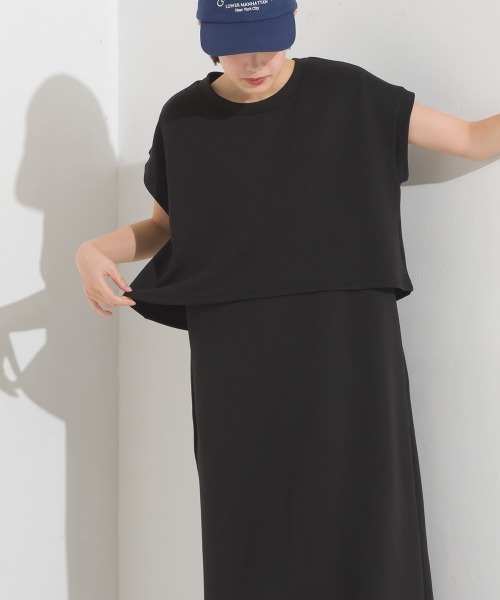 セール】ソフトダンボールニットフレンチスリーブプルオーバーVネック