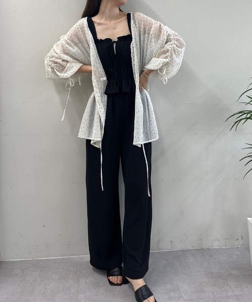 one after another NICE CLAUP（ワンアフターアナザーナイスクラップ）の「フリルロンパース（サロペット/オーバーオール・レディース・ブラック/ホワイト/ピンクベージュ・FREE）」の22枚目の写真