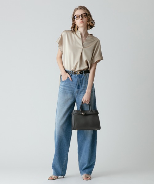 23SS 完売品✨アルアバイル スキッパーステップヘムブラウス 手洗い可 紺 2 allureville｜スキッパーステップヘムブラウス | Rakuten
