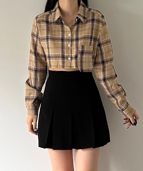 ROOPTOKYO（ループトウキョウ）の「▲Short Pocket Shirt / ショート丈シャツ クロップド丈（シャツ/ブラウス・レディース・ライトブルー/オリーブ/ピンク/ホワイト/チャコール/ライトパープル/ベージュ/ブラック系その他・S/M/L）」の4枚目の写真