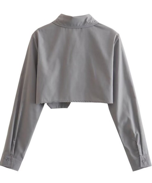 ROOPTOKYO（ループトウキョウ）の「▲Short Pocket Shirt / ショート丈シャツ クロップド丈（シャツ/ブラウス・レディース・ライトブルー/オリーブ/ピンク/ホワイト/チャコール/ライトパープル/ベージュ/ブラック系その他・S/M/L）」の9枚目の写真