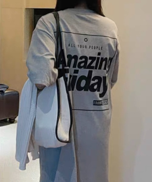 SHEENA(シーナ)の「バックロゴプリントTシャツワンピース(ワンピース・レディース・ブラック/グレー/ホワイト・M)」の5枚目の写真