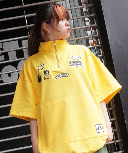 STAY GOLD（ステイゴールド）の「【STAYGOLD】ワッペン刺繍 スウェット ハーフジップ / Patch Embroidery Sweatshirt Half zip（スウェット・メンズ・スミクロ/イエロー/ホワイト系・FREE）」の3枚目の写真