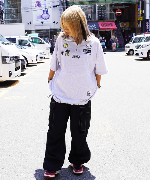 STAY GOLD（ステイゴールド）の「【STAYGOLD】ワッペン刺繍 スウェット ハーフジップ / Patch Embroidery Sweatshirt Half zip（スウェット・メンズ・スミクロ/イエロー/ホワイト系・FREE）」の4枚目の写真