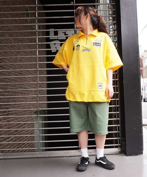 STAY GOLD（ステイゴールド）の「【STAYGOLD】ワッペン刺繍 スウェット ハーフジップ / Patch Embroidery Sweatshirt Half zip（スウェット・メンズ・スミクロ/イエロー/ホワイト系・FREE）」の5枚目の写真