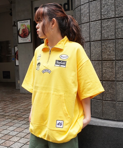 STAY GOLD（ステイゴールド）の「【STAYGOLD】ワッペン刺繍 スウェット ハーフジップ / Patch Embroidery Sweatshirt Half zip（スウェット・メンズ・スミクロ/イエロー/ホワイト系・FREE）」の9枚目の写真