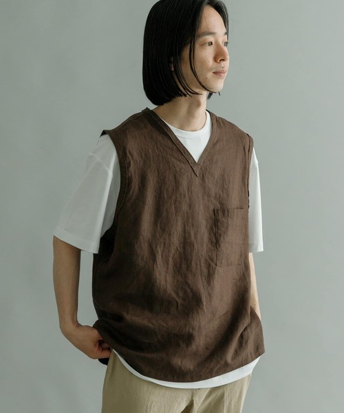 URBAN RESEARCH（アーバンリサーチ）の「Linen Vneck Vest（ベスト・メンズ・ネイビー/ブラウン/グレー系その他・MEDIUM/LARGE）」の12枚目の写真
