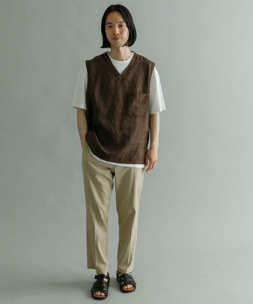 URBAN RESEARCH（アーバンリサーチ）の「Linen Vneck Vest（ベスト・メンズ・ネイビー/ブラウン/グレー系その他・MEDIUM/LARGE）」の14枚目の写真