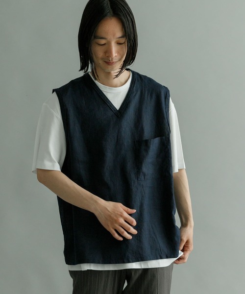 URBAN RESEARCH（アーバンリサーチ）の「Linen Vneck Vest（ベスト・メンズ・ネイビー/ブラウン/グレー系その他・MEDIUM/LARGE）」の15枚目の写真