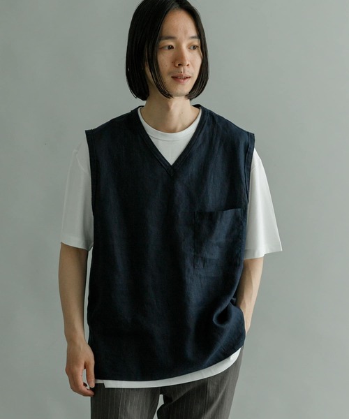 URBAN RESEARCH（アーバンリサーチ）の「Linen Vneck Vest（ベスト・メンズ・ネイビー/ブラウン/グレー系その他・MEDIUM/LARGE）」の16枚目の写真