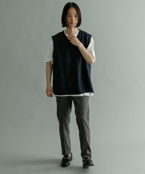 URBAN RESEARCH（アーバンリサーチ）の「Linen Vneck Vest（ベスト・メンズ・ネイビー/ブラウン/グレー系その他・MEDIUM/LARGE）」の18枚目の写真